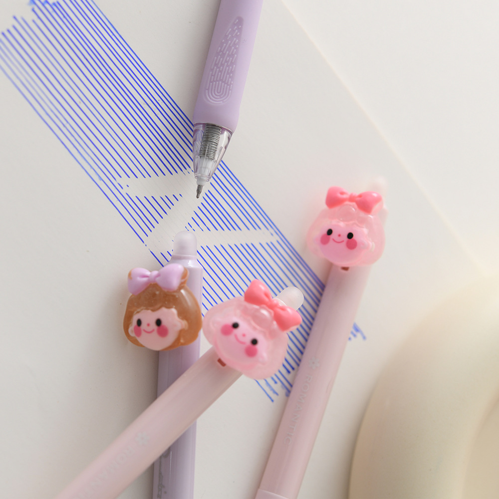 Chenxi Summer Garden Party Press Erasable Pen 1+2 Set, blue pen core ST pen tip 0.5mm, smooth writing pic 21
