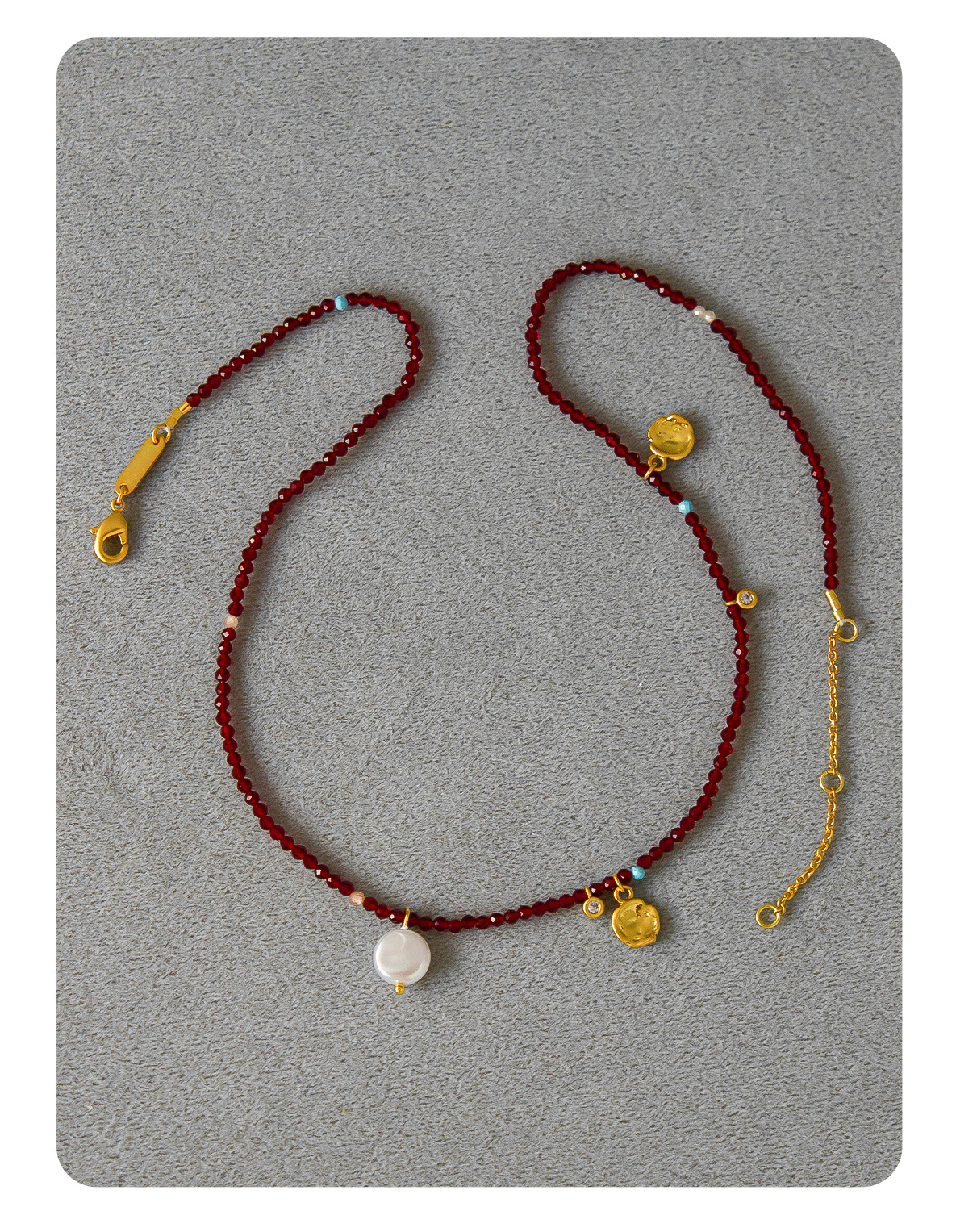 韩系小众酒红色串珠项链新中式跨年款小巧精致冬季极细串珠锁骨链详情8