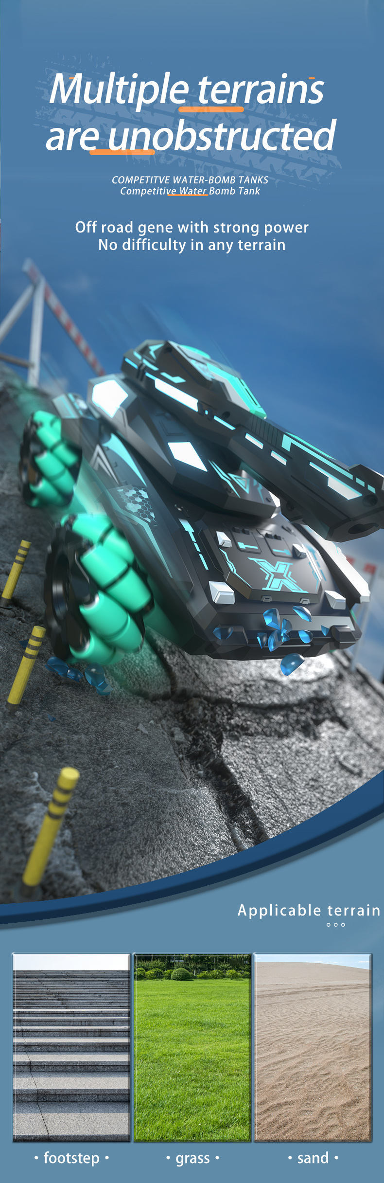 跨境RC遥控装甲特技水弹坦克厂家直供战车模型儿童玩具遥控车批发详情1