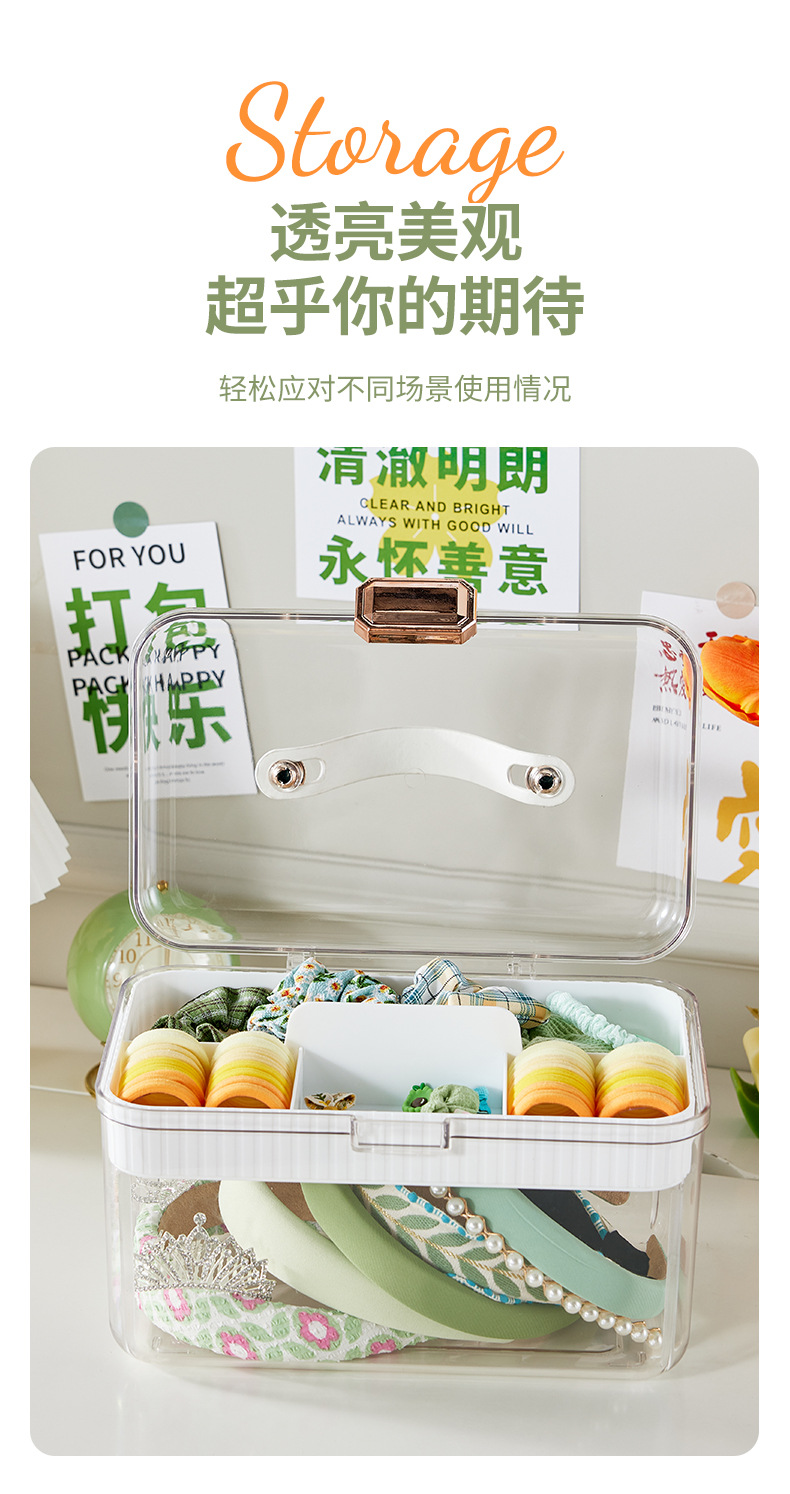 Light luxury transparent hair accessory box, medicine box, stationery storage box, large-capacity double-layer multi-functional desktop jewelry box pic 4