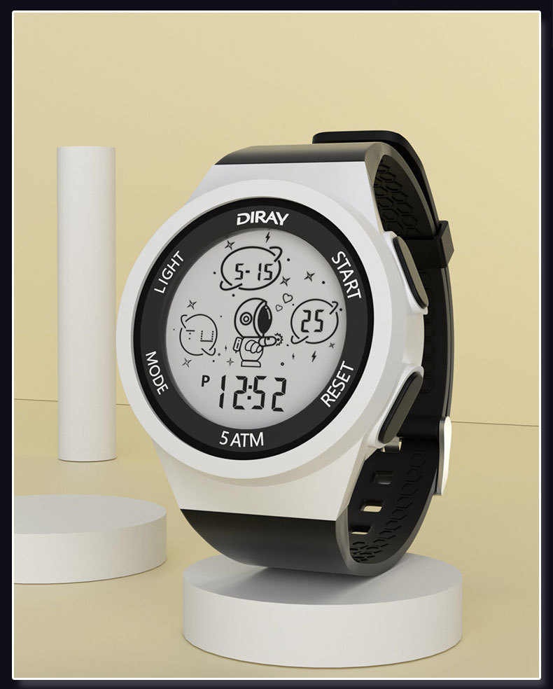 Round electronic watch for men, waterproof luminous sports led watch, trendy ethnic student artistic electronic watch for men pic 9