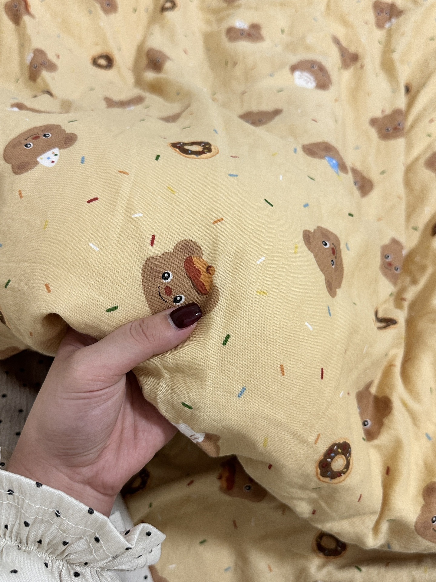 花型_曲奇小熊;尺寸规格_1.8m床笠款四件套（被套200_