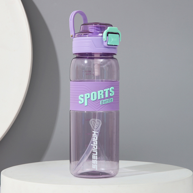 新款马卡龙色运动水杯大容量运动水壶便携女学生防摔塑料杯子吸管详情6