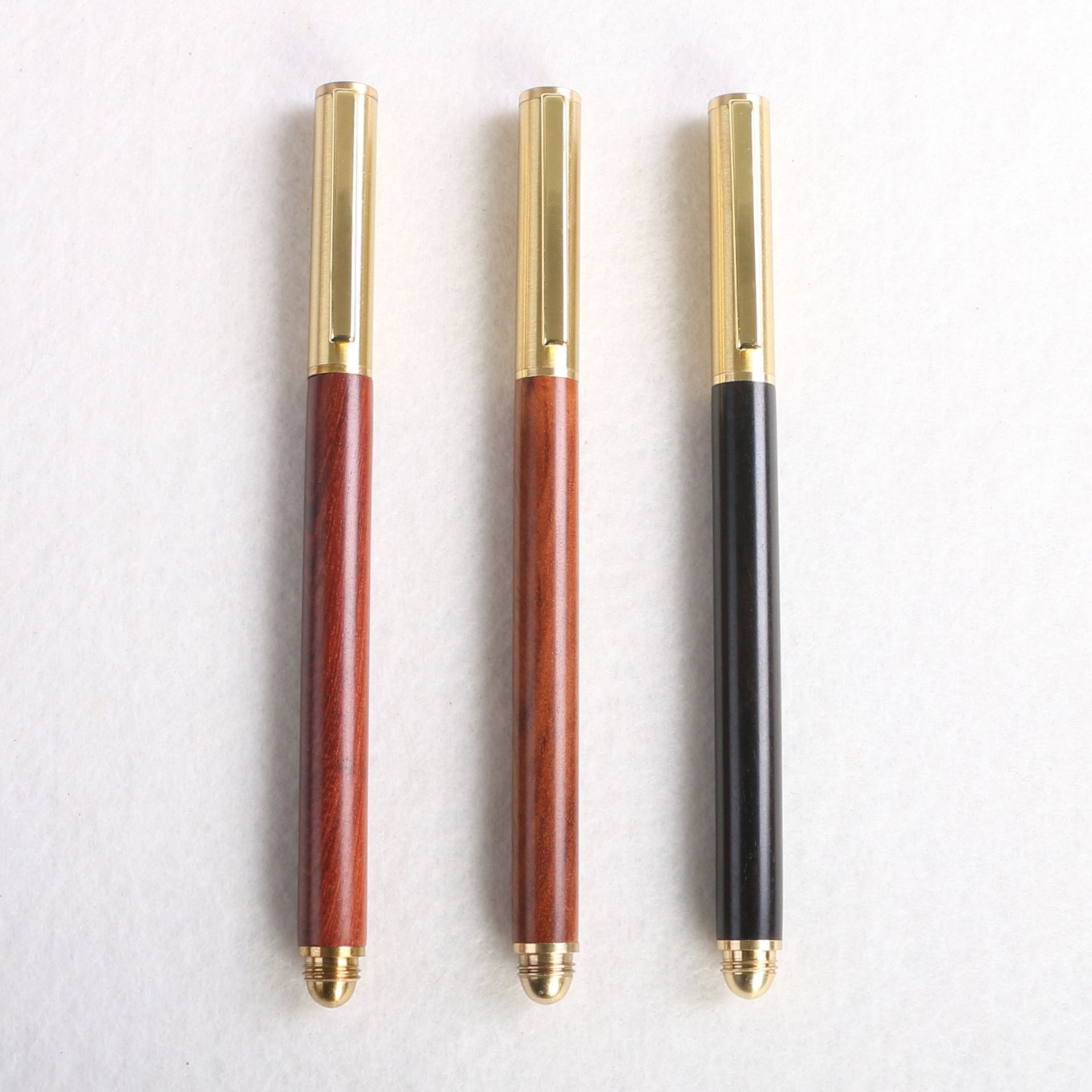 Wooden business pearl signature pen, brass solid wood pen clip, gel pen, LOGO printed, laser customized signature pen pic 24