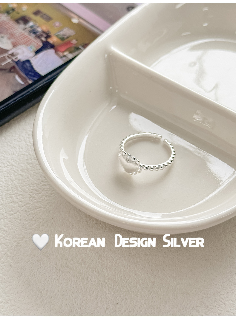 S925纯银拉丝爱心镂空戒指叠戴指环女韩版ins风小众设计款戒指详情2