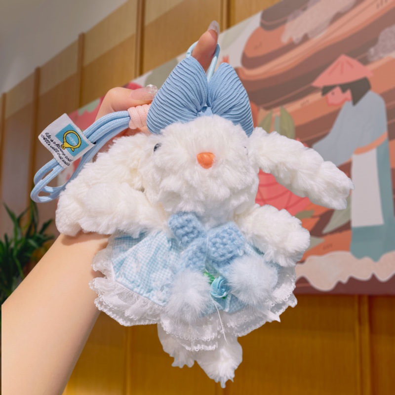 Cartoon dress-up little rabbit plush toy pendant, popular keychain, cute and girlish ins-style schoolbag pendant pic 17