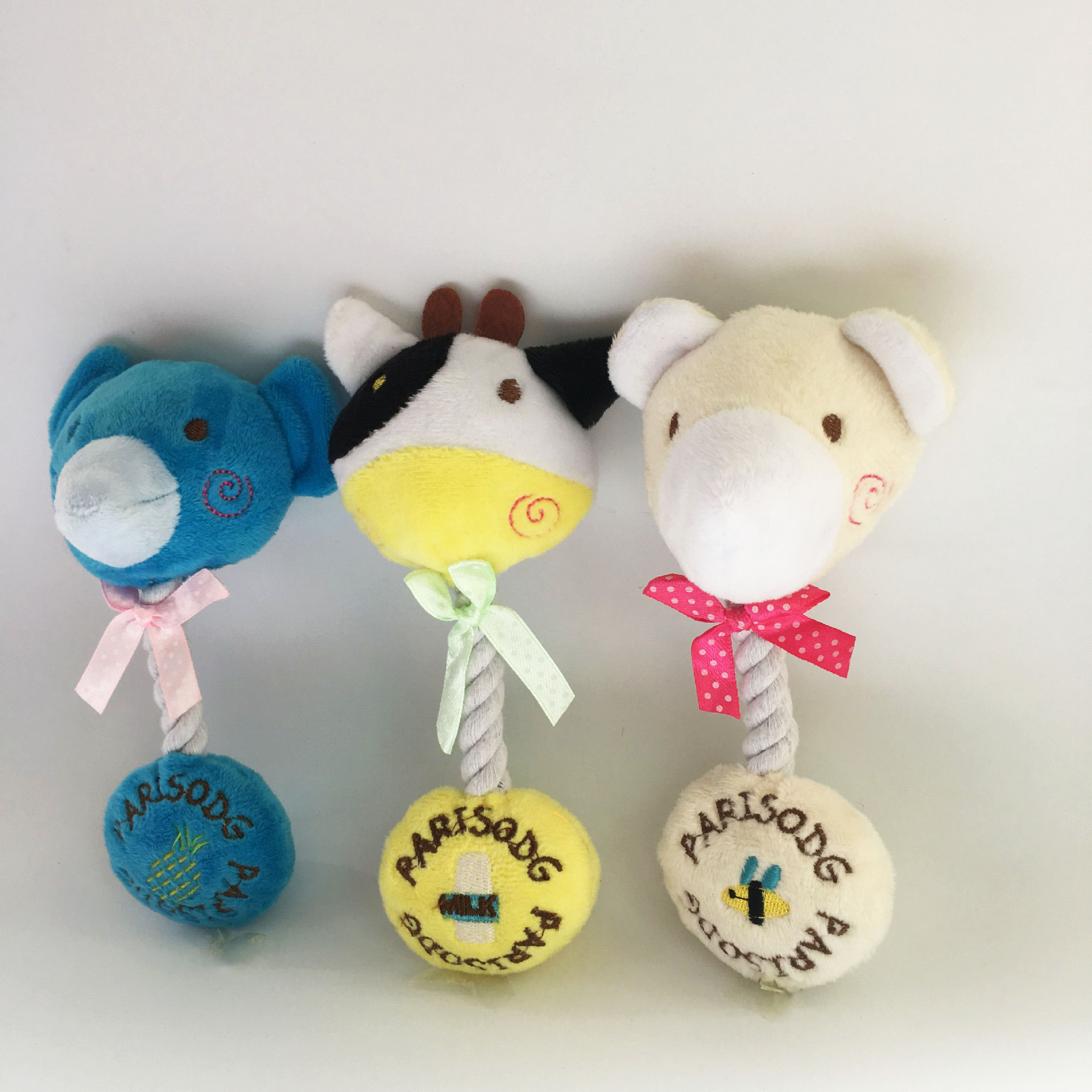 Cat and dog teething, teeth cleaning, plush sound-making toys with cotton ropes, bull and bear combination cloth toys, pet dog supplies pic 3