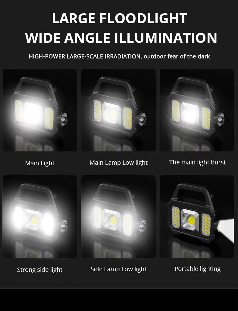 New cross-border LED multi-functional solar charging portable lamp, strong outdoor high-power ultra-bright long-range camping pic 8