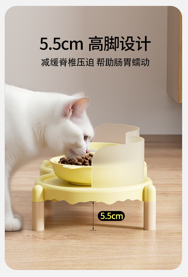 双碗套餐猫咪食盆组合陶瓷餐具套装北欧手柄盘釉下工艺宠物用品详情5