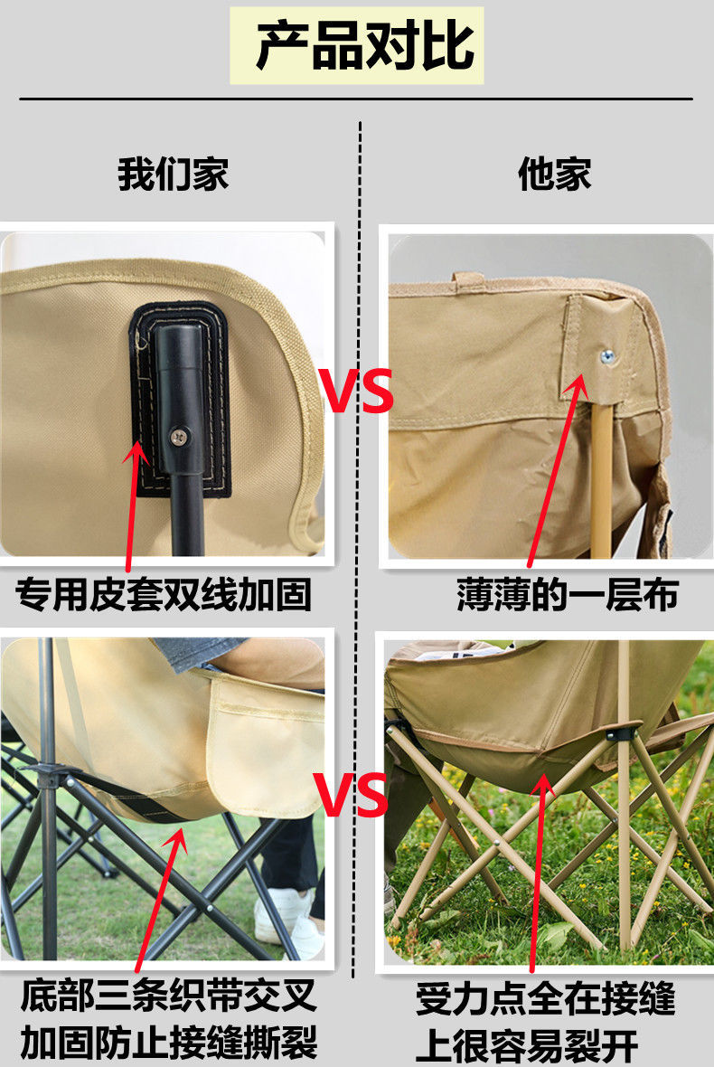月亮椅户外叠椅三档调节露营椅子便携式野餐高背椅沙滩椅写生椅详情5