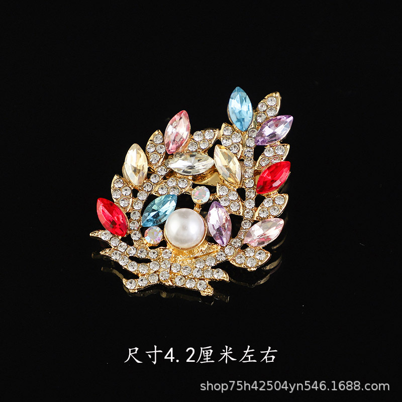 韩版质感胸针女高级感合金胸花轻奢小众镶钻固定防走光别针大衣饰详情24