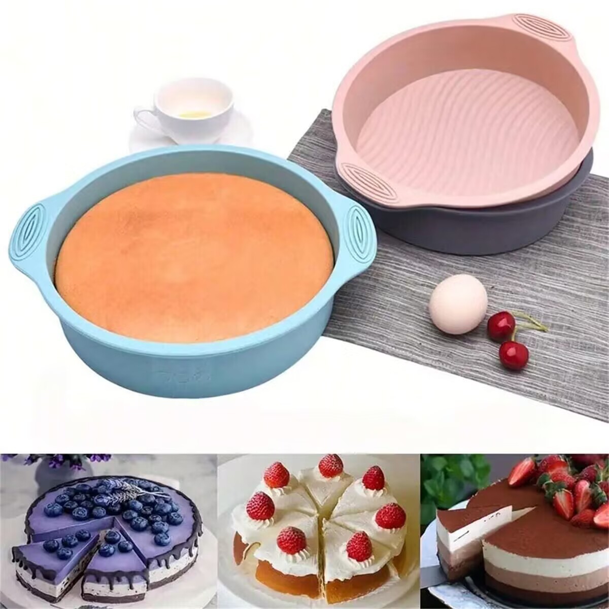 烘焙工具大号硅胶圆形戚风蛋糕模具甜甜圈模具DIY烘焙烤盘批发详情1