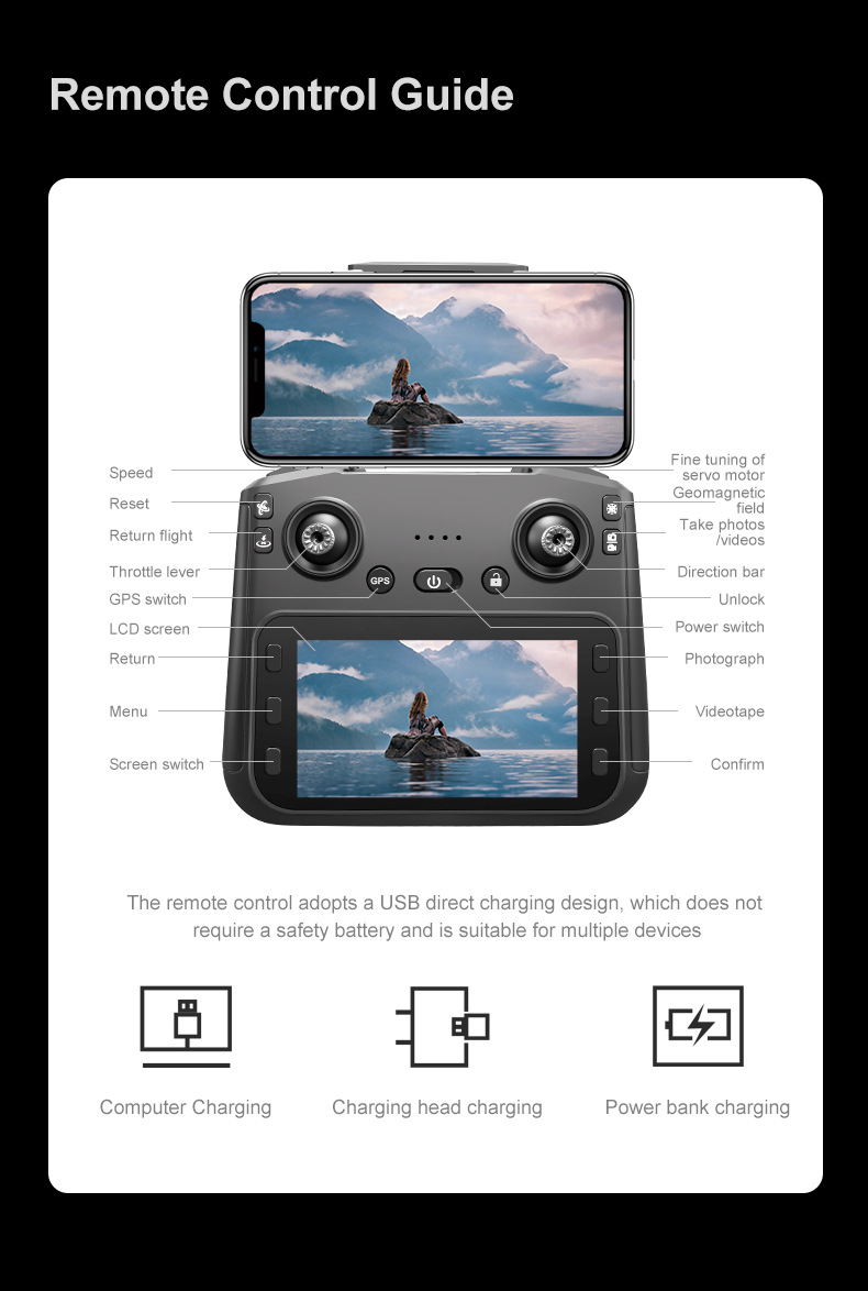 Cross-border 872 drone brushless with 4.5-inch screen remote control GPS obstacle avoidance high-definition aerial photography remote control aircraft pic 20