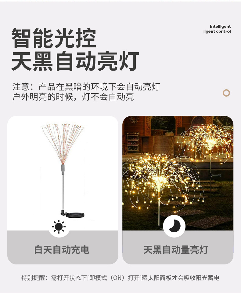 严选太阳能烟花灯蒲公英灯地插户外防水草坪灯庭院花园小院装饰灯详情6