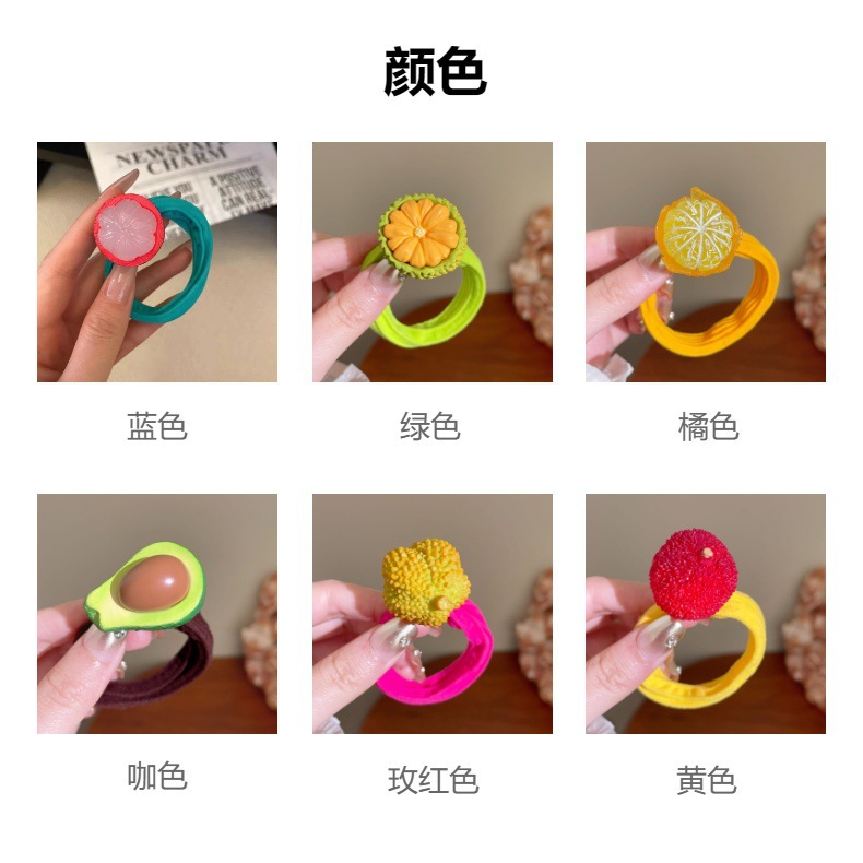 韩国东大门可爱水果发圈百搭春夏头绳彩色高弹力不伤发毛巾圈发饰详情6