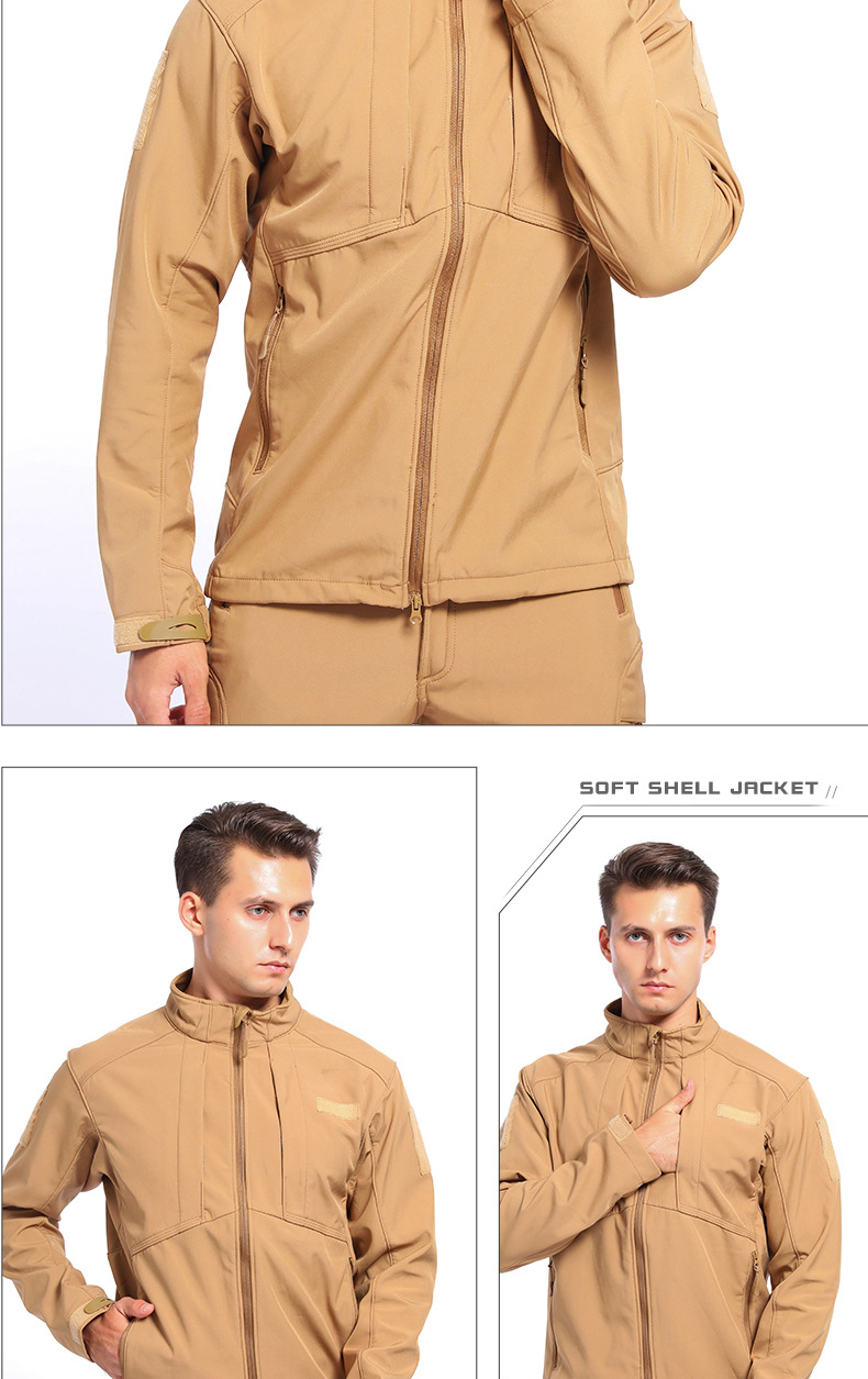 Yitu Autumn and Winter Tactical windproof, water-repellent, warm stand-up collar jacket, outdoor mountaineering jacket, Windbreaker, thickened hard shell, hiking pic 13