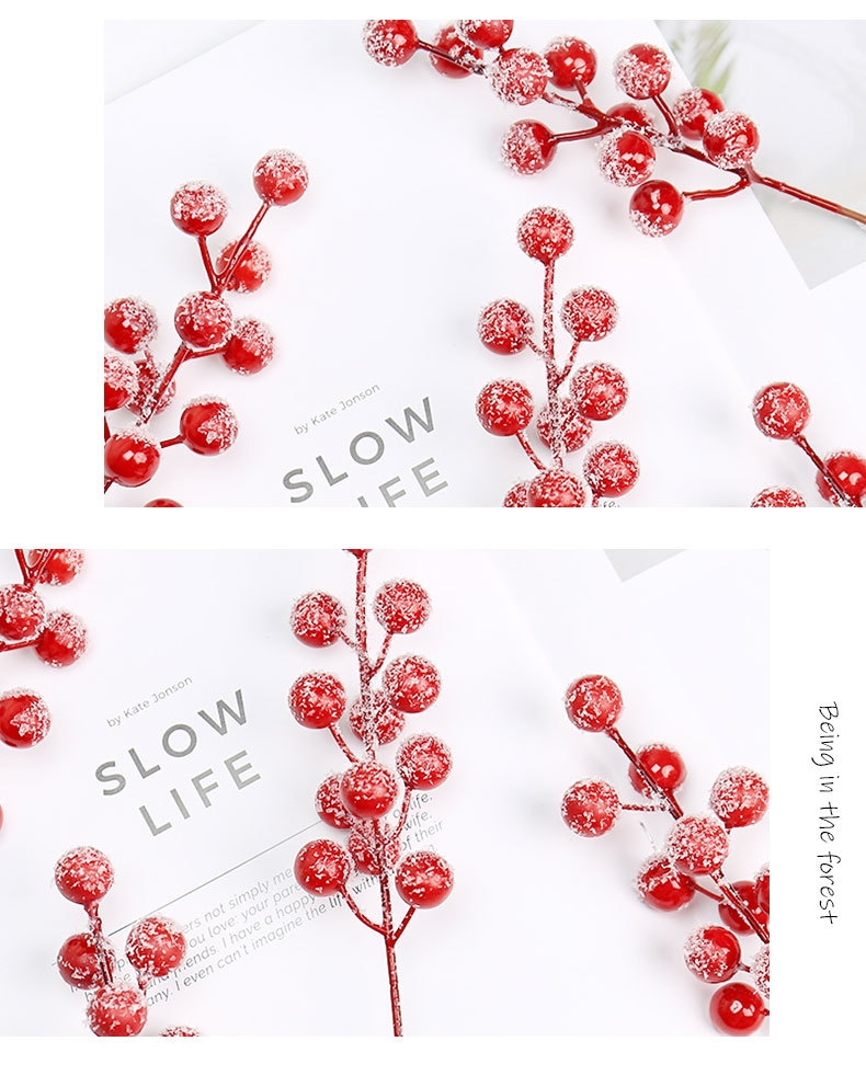 发财果12头单叉挂霜红果仿真红果相思豆年宵花礼品配件办公文化仿真园艺果实详情7