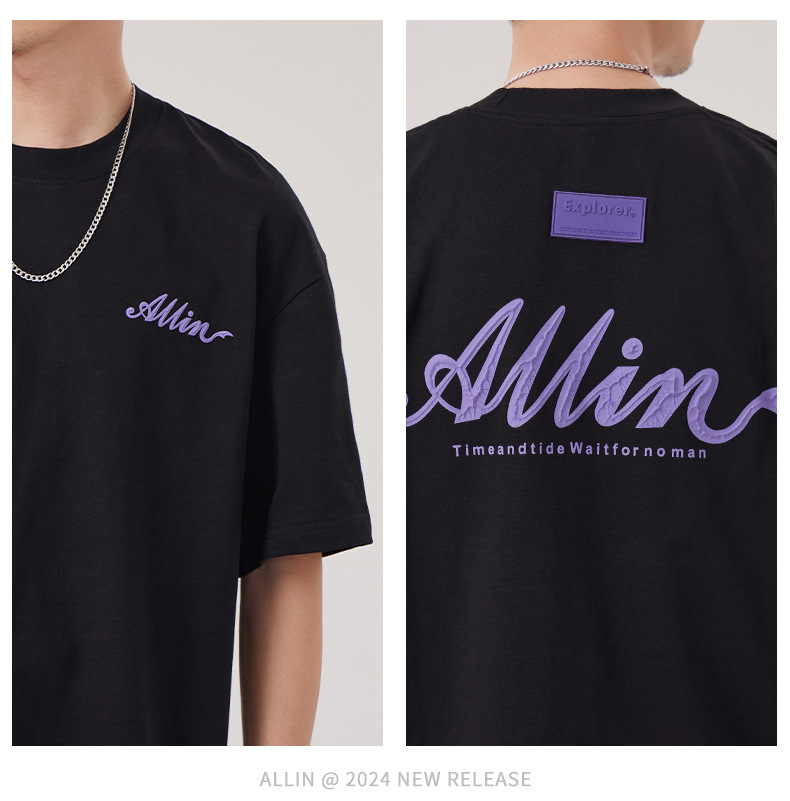 The 2025 summer new half-sleeved T-shirt for men is a trendy and versatile short-sleeved American retro printed loose round-neck T-shirt pic 42