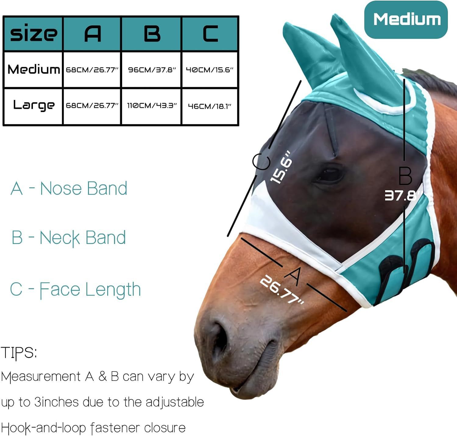 热销跨境马脸防护罩防蚊罩弹力保护面罩马透气防蚊虫罩防蚊马面罩详情4