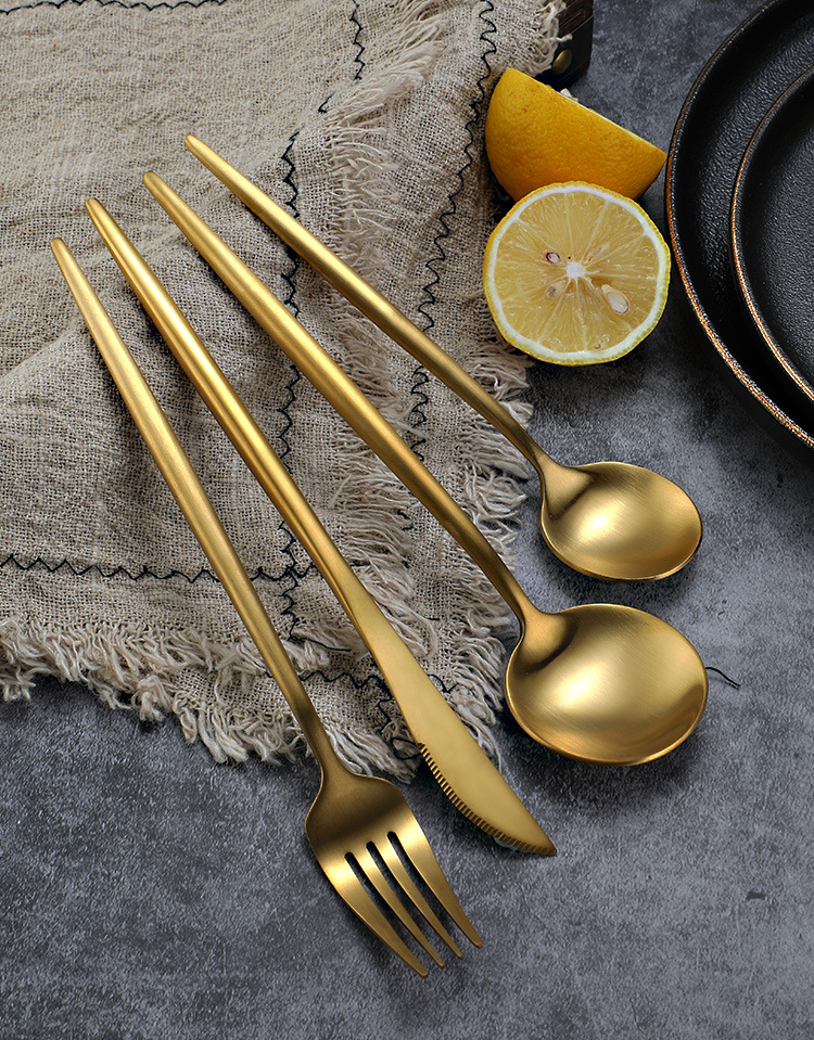 Island Qi 304 Stainless Steel Knife, fork and Spoon Restaurant Hotel Western Cuisine steak knife and fork Creative Portuguese knife, fork and spoon ins style pic 16
