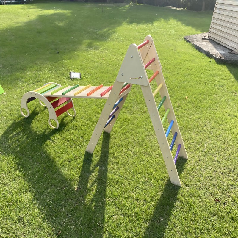 早教益智儿童木制多功能彩虹摇摇椅平衡板攀爬架互动玩具幼儿园详情10