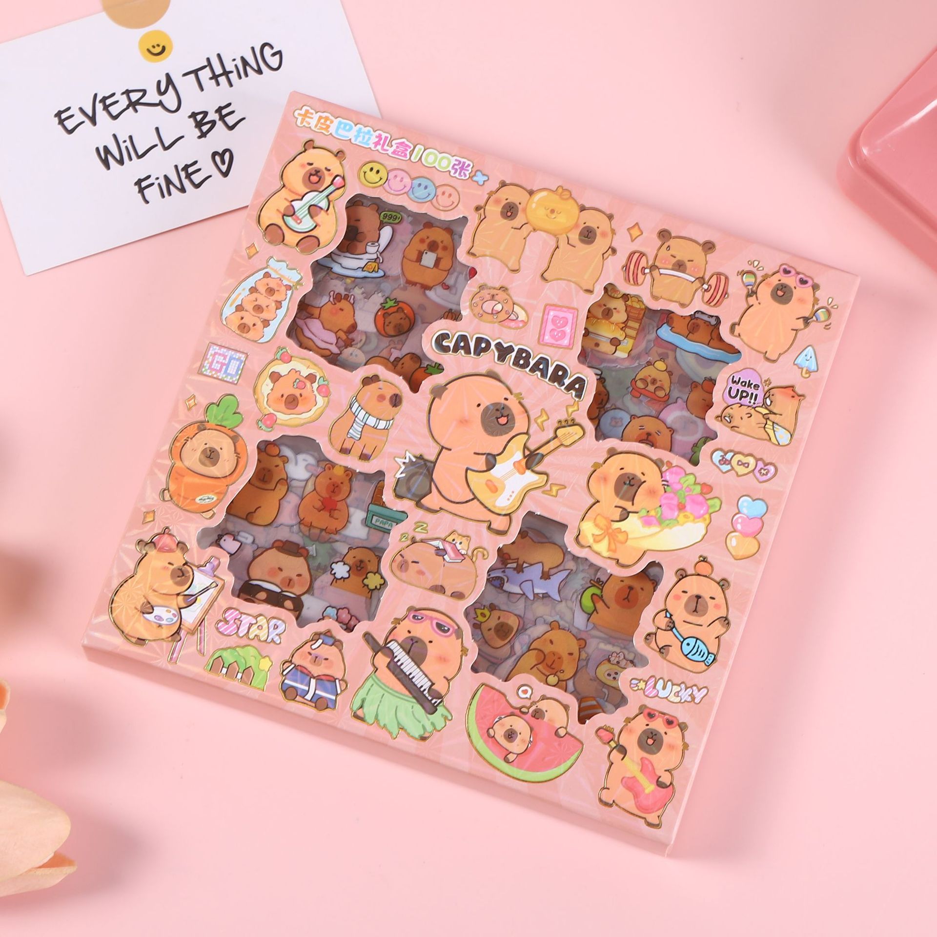 100张不重复手账贴纸防水可爱卡通创意贴画儿童卡皮DIY换装批发详情7