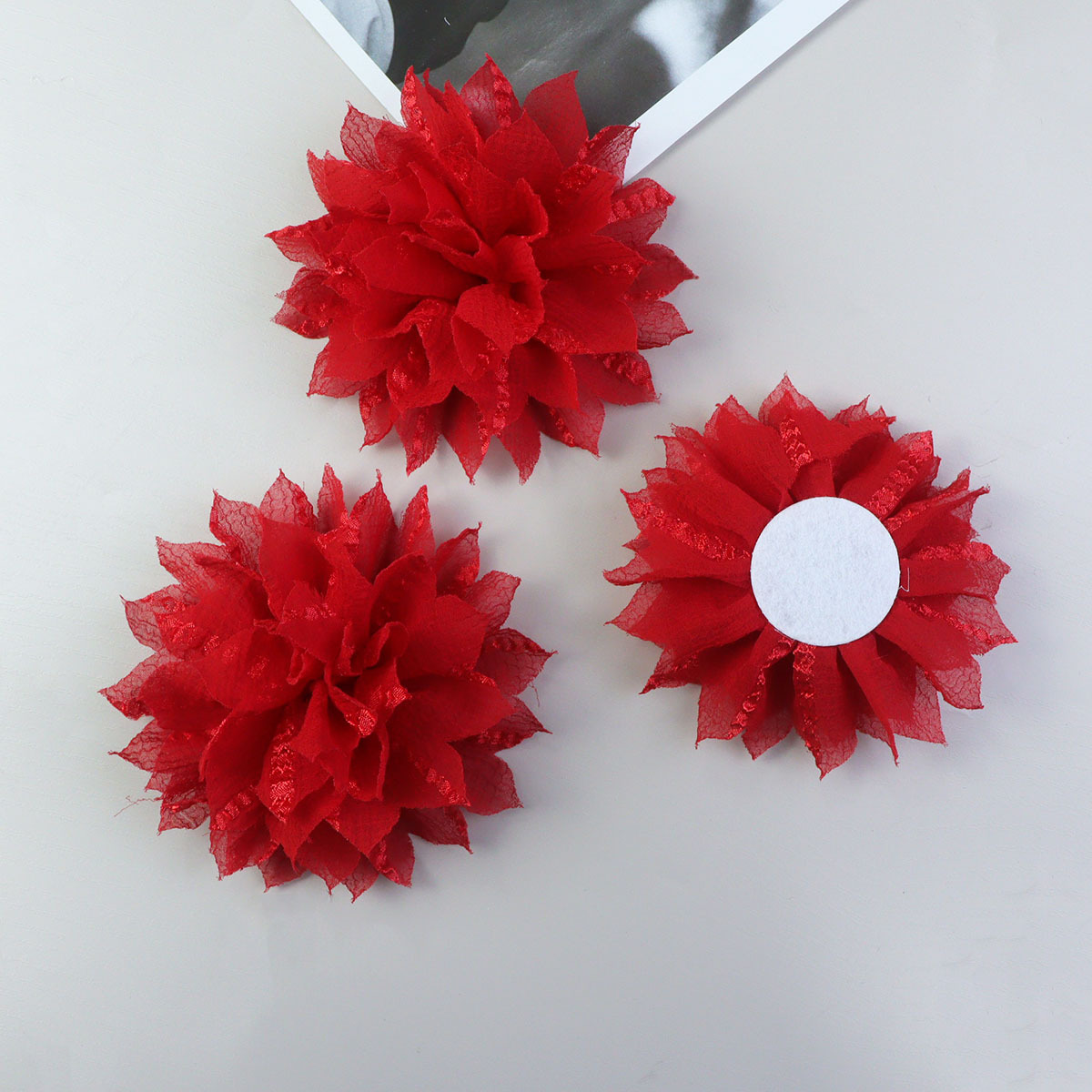 12CM压皱纹理小清新爪子花朵元素服装辅料鞋花配件钥匙扣配饰饰品详情10