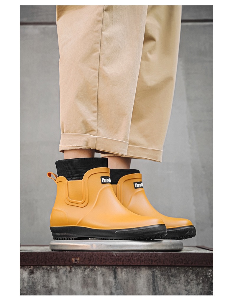 跨境雨鞋男士时尚雨靴防滑低筒新款切尔西成人户外钓鱼防水靴外贸详情6