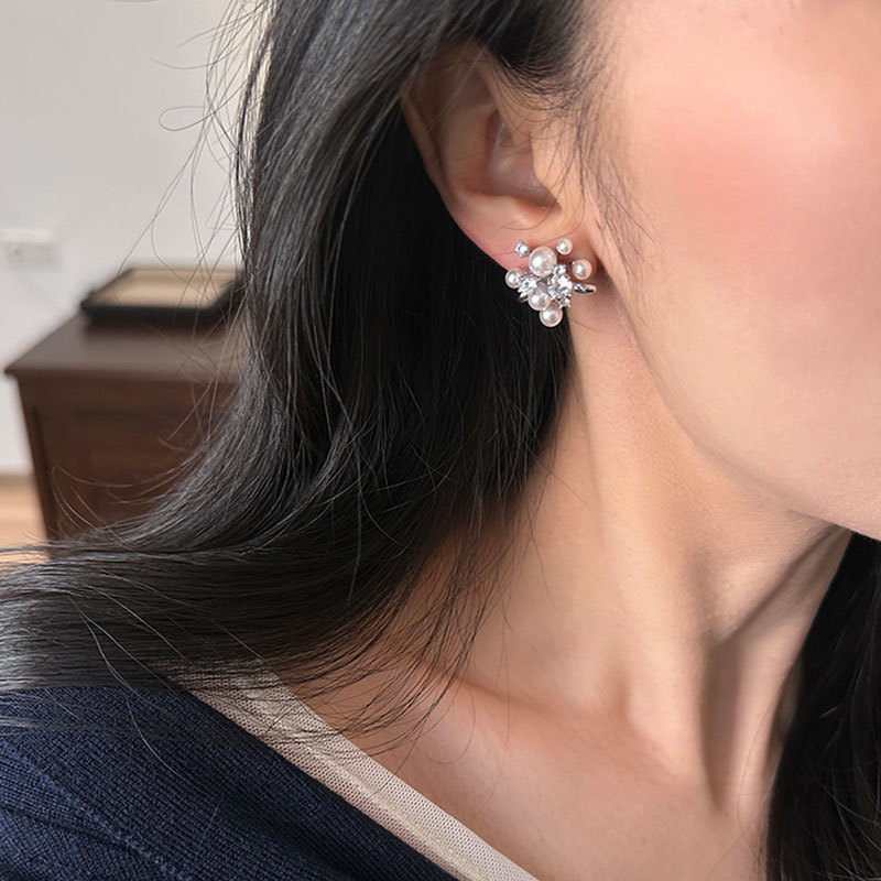 绚烂锆石珍珠烟花耳钉女小众设计感个性独特百搭精致时尚耳环耳饰详情3