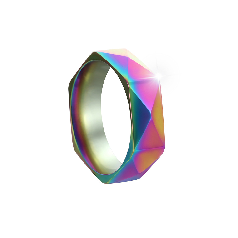 New Amazon cross-border titanium steel ring for men, 6mm diamond-shaped cut ring, simple geometric style ring pic 11