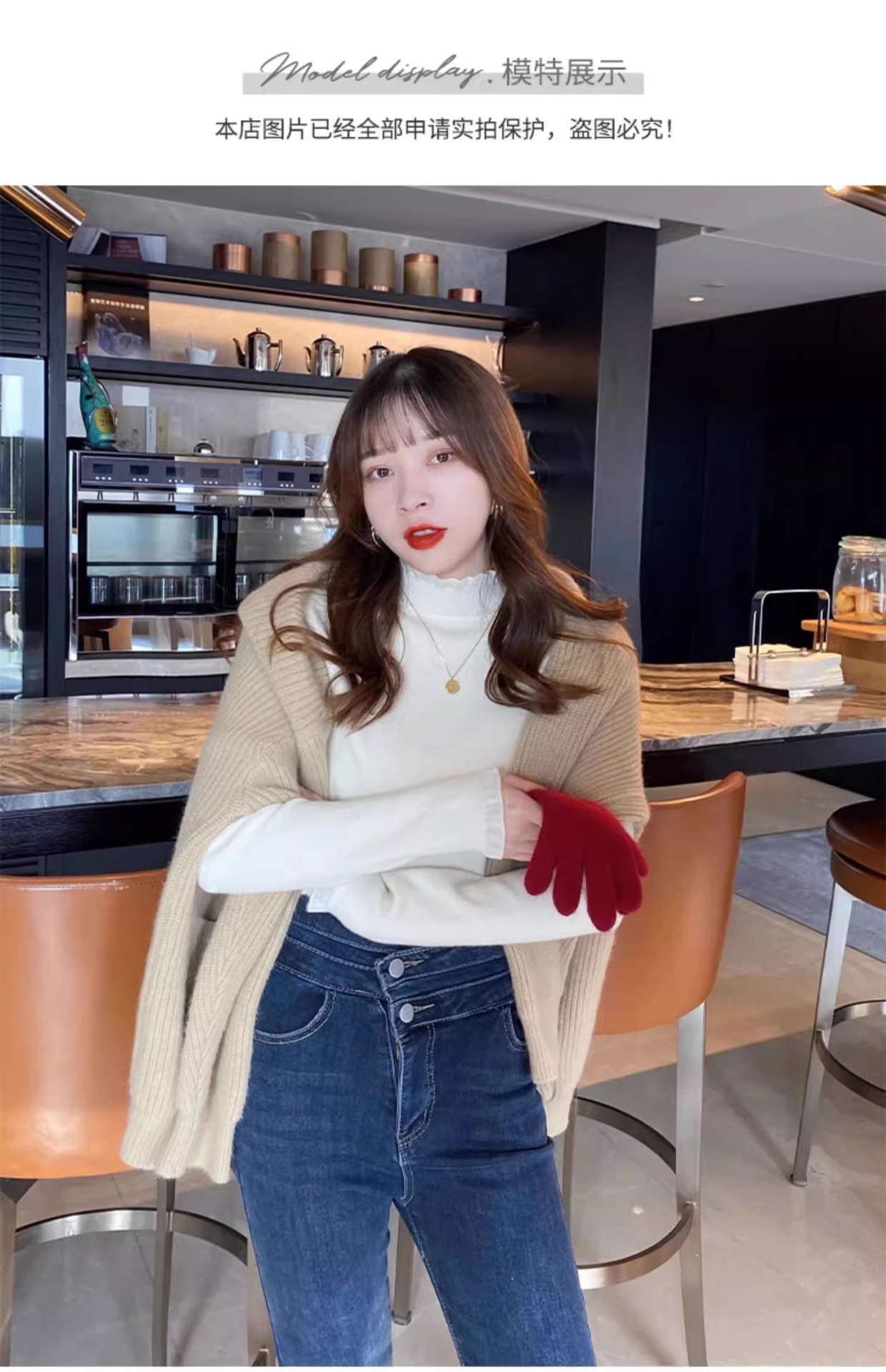 一件代发加绒加厚半高领内搭打底衫女秋冬长袖针织上衣蕾丝边毛衣详情7