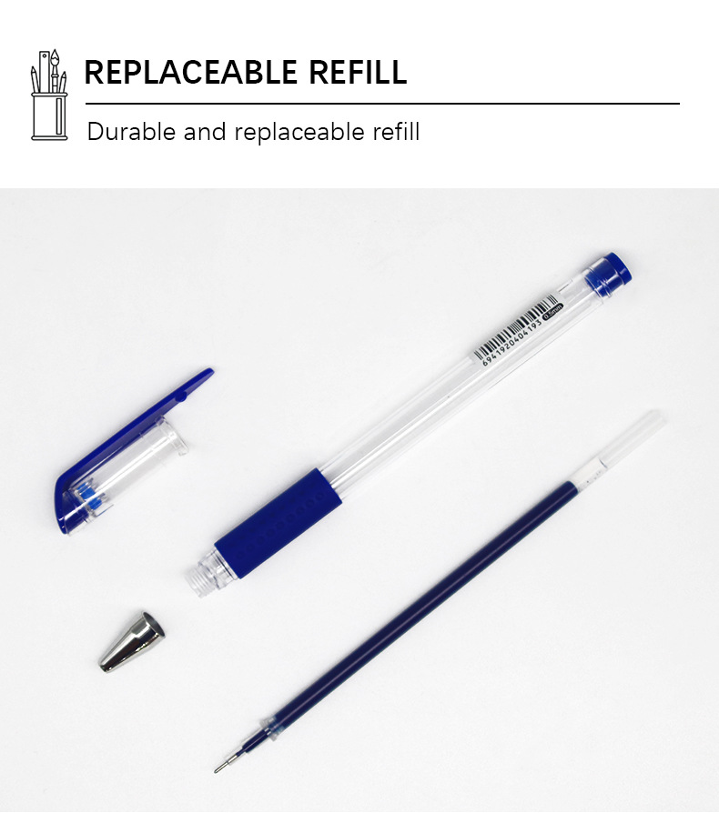 Yalong Cross-border best-selling simple blue 0.5mm gel pen, high-quality school office plastic pen pic 3