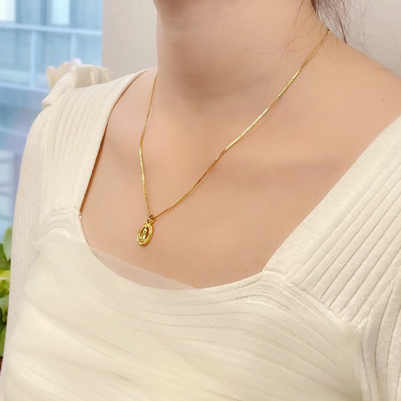 黄铜镀18K真金 欧美小众时尚简约风高级感小众吊坠项链颈项链饰品详情5