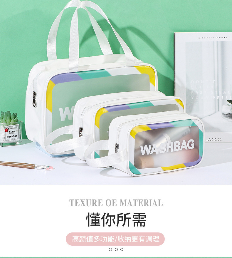 创意彩边磨砂PVC洗漱包手提便携旅行化妆包大容量化妆洗漱收纳包详情9