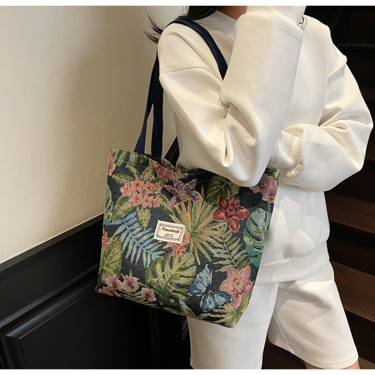 大容量国潮风帆布包包女2025新款通勤托特包女ins大学生上课单肩包详情8