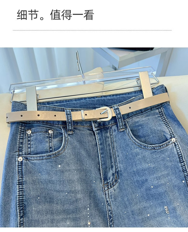 高端镶钻阔腿牛仔裤女春秋季2025新款宽松显瘦烫钻垂感窄版直筒裤详情11
