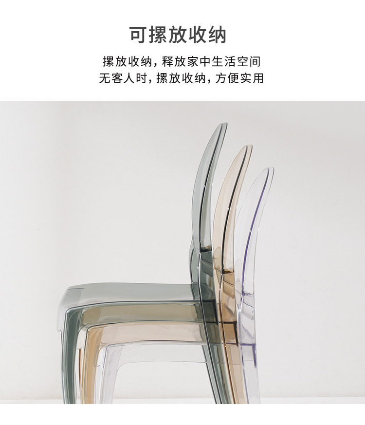 星辰欧式亚克力椅子现代简约餐椅魔鬼椅幽灵塑料透明水晶椅网红化妆椅详情5