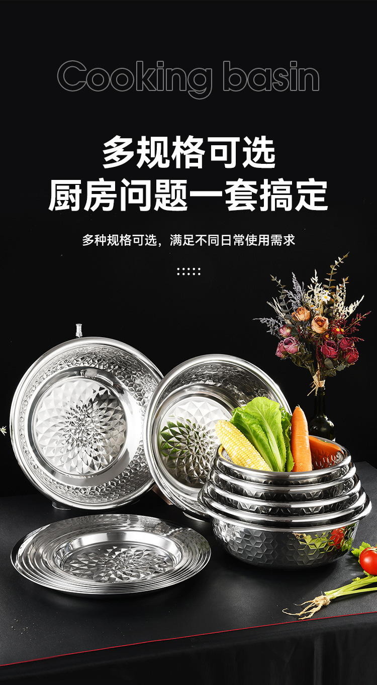 菱花盖盆新打蛋盆不锈钢料理盆加厚多功能菱花压花和面盆电磁炉详情3