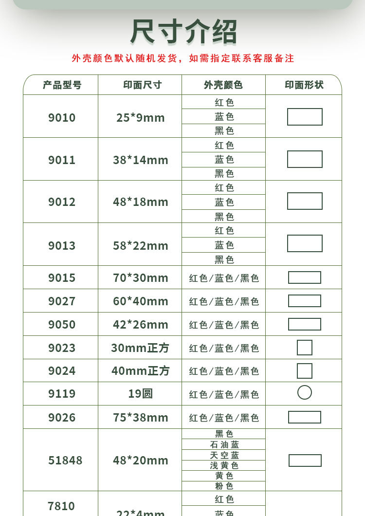 回墨章材料批发 长方形文本印制 翻斗印翻转方印 多型号且全规格.详情5
