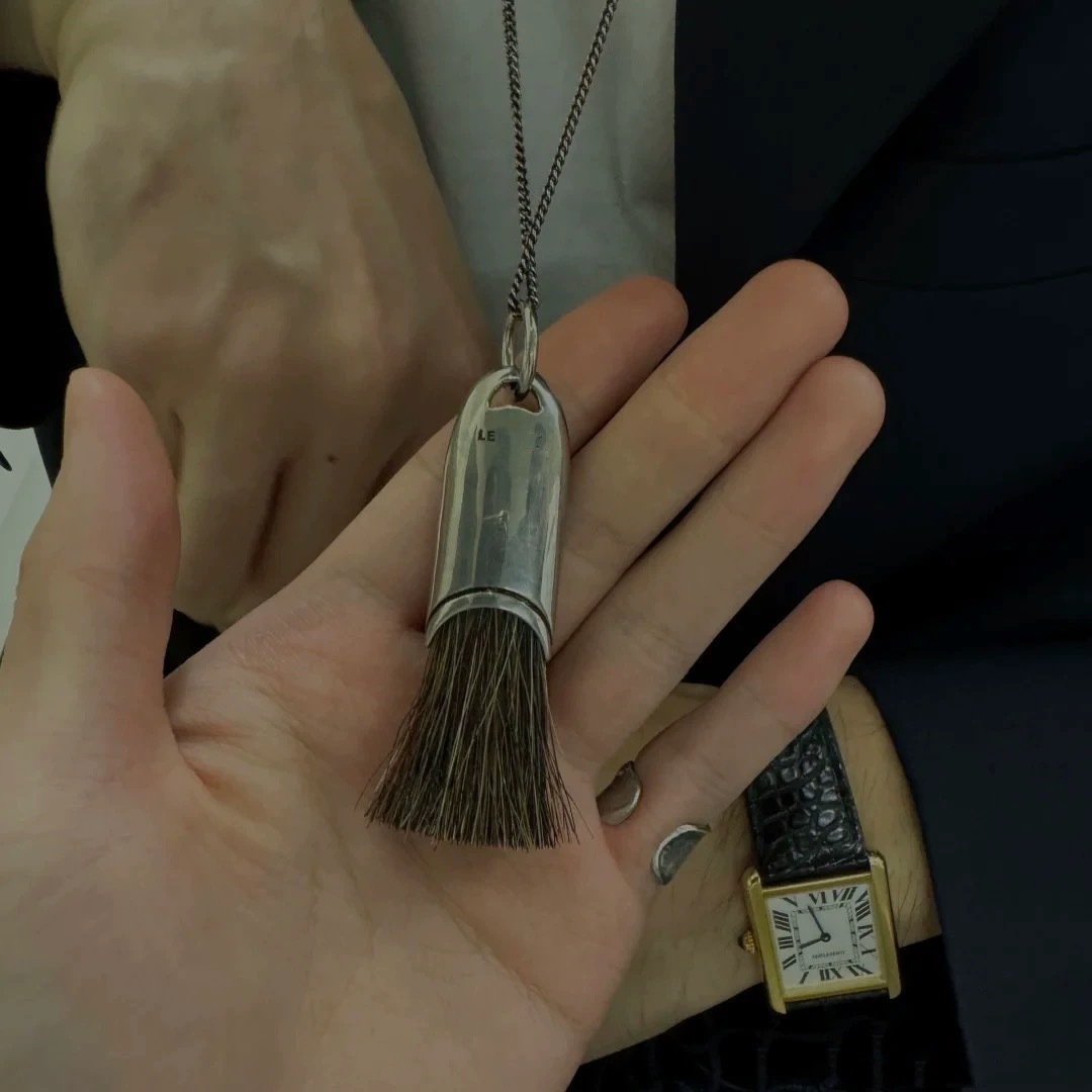 Lema*车静媛同款毛刷子项链ins小众设计高级感复古刷子长款毛衣链详情12