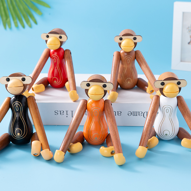 创意卡通木质摆件懒人桌面手机支架倒挂猴北欧风装饰品摆件批发详情1