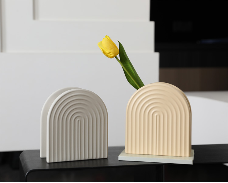 2026 Nordic ceramic arched decorative bookstand, vase, candlestick, scented candle holder, soft decoration pic 6