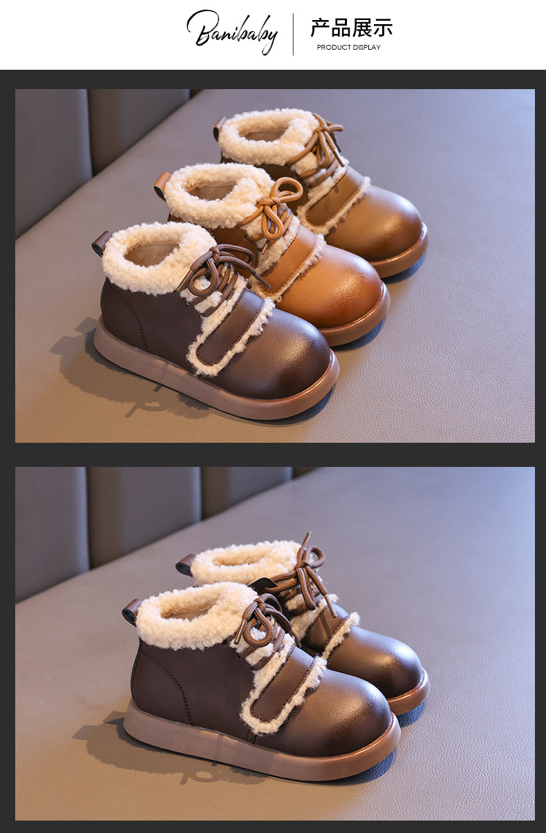 女童短筒棉靴2024冬新款中大童宝宝防滑加绒加厚棉鞋儿童保暖短靴详情8