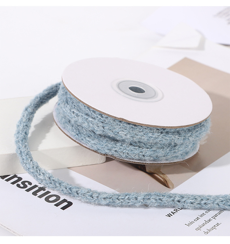 Colorful alpaca wool yarn, four-needle hand-woven ribbon, hair accessories, DIY gift packaging rope, textile wool yarn, leather accessories pic 13