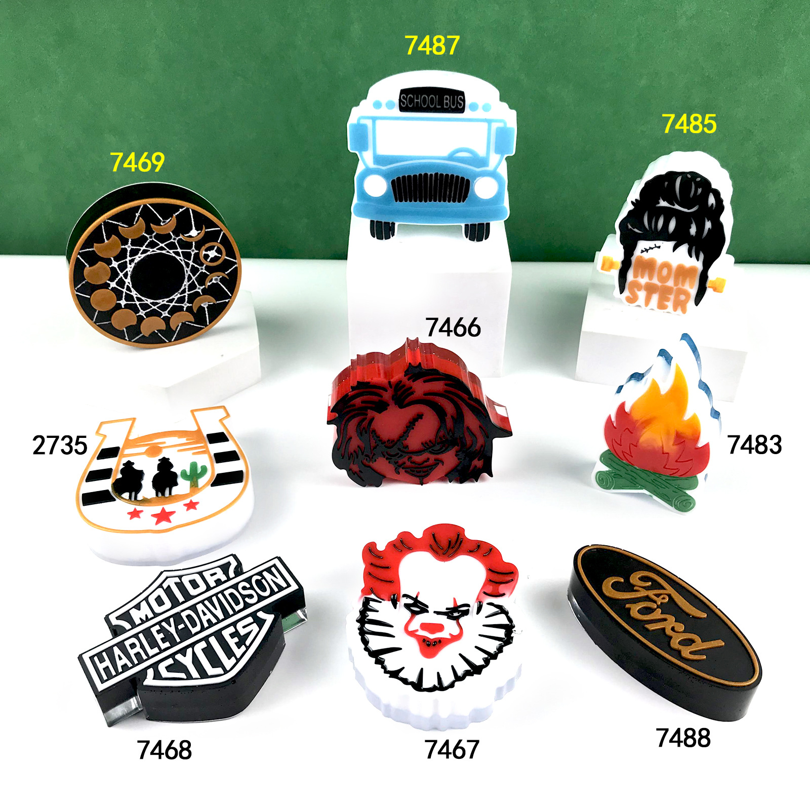 车载香薰滴胶模具DIY月相篝火香薰小丑杰森香薰蜡烛石膏硅胶模具详情3