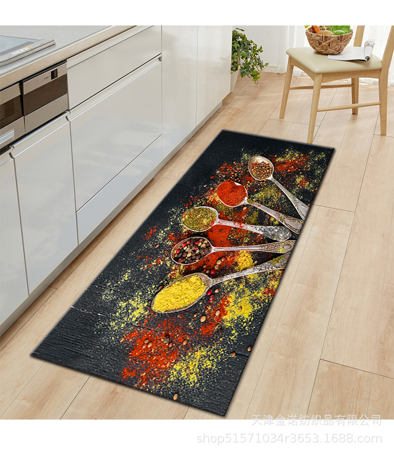 Amazon Nordic minimalist kitchen floor mat, water-absorbing and oil-absorbing two-piece set, kitchenware, seasonings, bathroom door mat and carpet pic 8