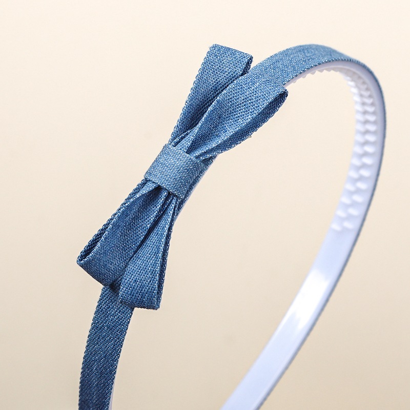 韩版牛仔发饰甜酷风蝴蝶结发箍儿童布艺压发卡带齿防滑少女头箍详情10