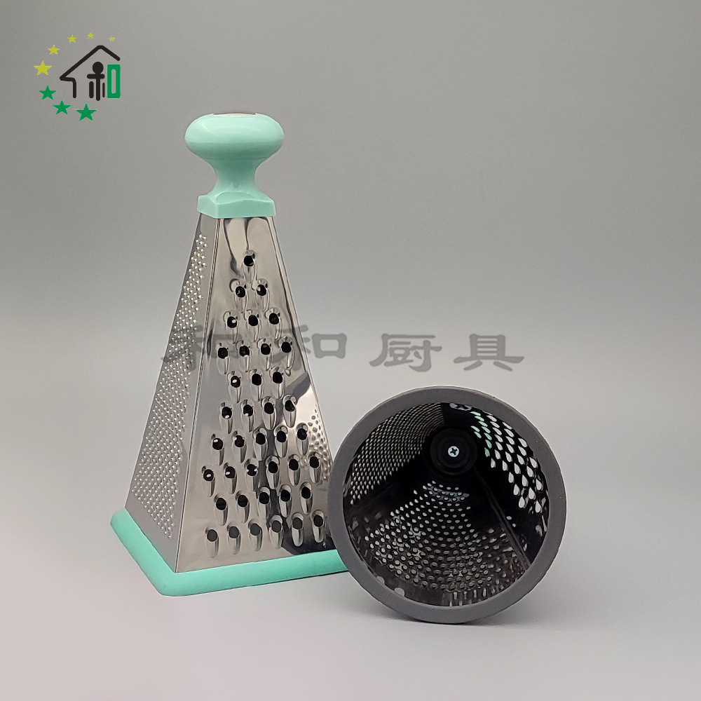 9寸立式不锈钢圆锥形三面蔬菜刨芝士奶酪刨丝器木柄瓜果多功能刨详情12