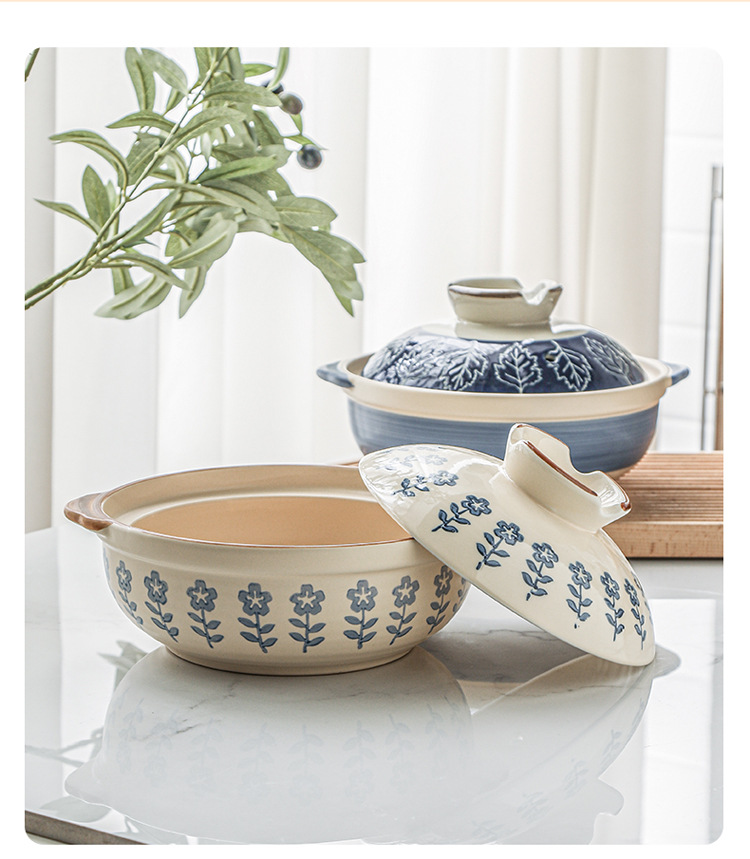 Japanese ceramic 煲仔饭 special clay pot for household wholesale high-temperature resistant gas shallow-mouthed small stewing pot clay pot pic 12