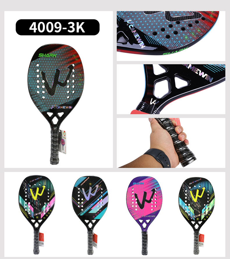 跨境板羽球拍3k12k沙滩网球拍成人儿童比赛运动员训练沙滩拍碳素详情7